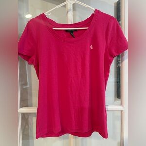 Lauren Ralph Lauren Pink Short Sleeve Tee 100% Cotton Crew Neck Preppy